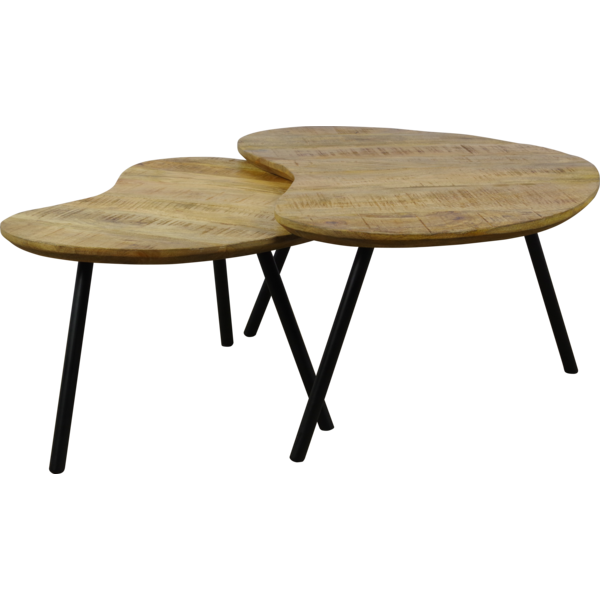 Salontafel set 2 delig Abe hartvormig mangohout (magazijn opruiming)
