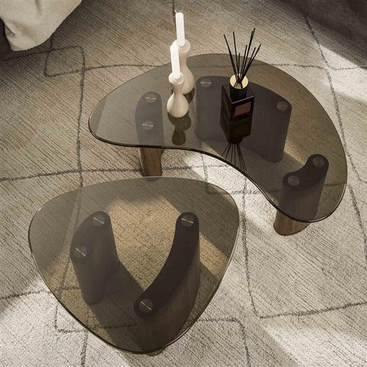 Salontafel Tinto organisch set van 2 stuks / Bronze Glass
