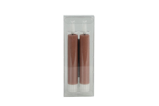 2 stuks LED Dinerkaars rustiek roze - 15 cm hoog + afstandsbediening (Countryfield)