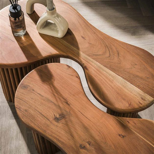 Salontafel set/2 fuse / Massief acacia naturel (Magazijn sale)