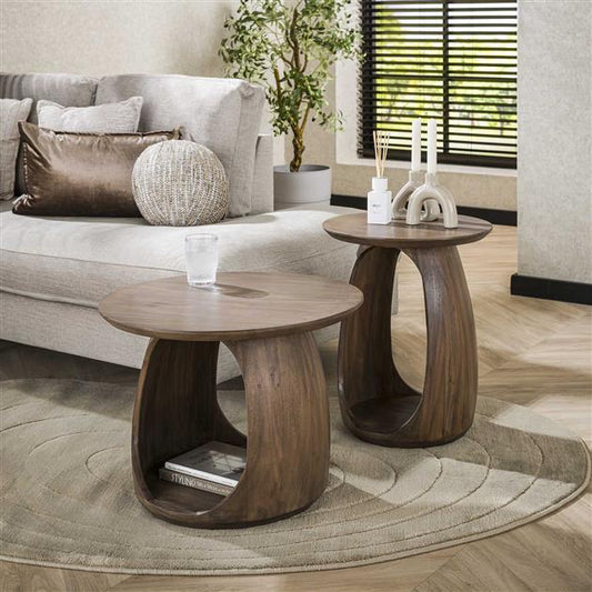 Bijzettafel flow S solid / Massief acacia glaze brown