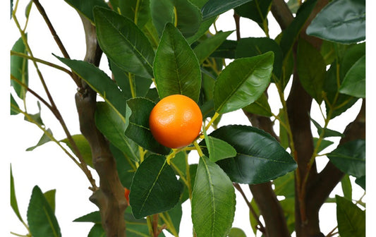 Kunst plant Sinansis/mandarijn in pot groen/oranje- 210 cm hoog