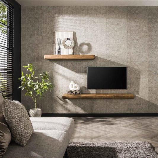 Wandplank 170 sleek / Massief mango zandkleur (Magazijn sale)