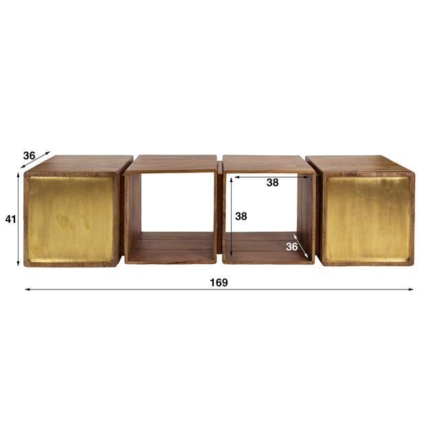Dressoir zwevend 2D brass / Massief mango zandkleur (Magazijn sale)