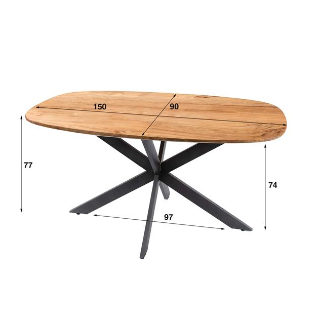 Eetkamertafel Arhus solid 150x90 cm / Massief acacia naturel