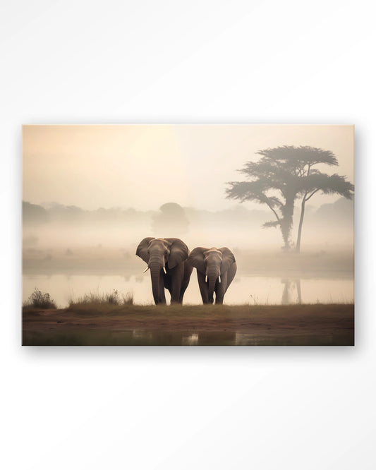 Glasschilderij Elephant Mother - Urban Cotton