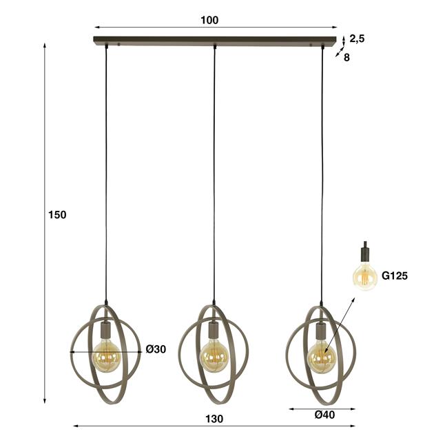 Hanglamp Turn Around 3-lichts / Beige