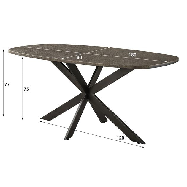 Eettafel Bronvik deens ovaal 180x90 cm / Brons liquid metal (Magazijn sale)