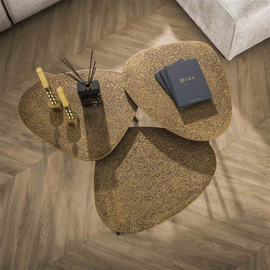 Salontafel set/3 driehoekig metallic / Brons antiek (Magazijn sale)