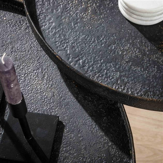 Salontafel set van 2 stuks rond metallic / Grijs