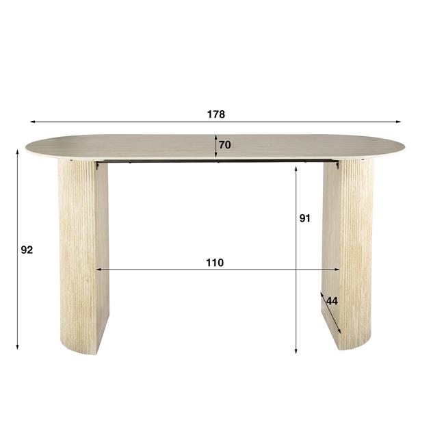 Bartafel Romano Arch plat ovaal 180x70 cm / Keramiek travertin