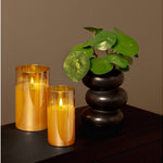 LED kaars in glas goud - 15 cm hoog (Countryfield)