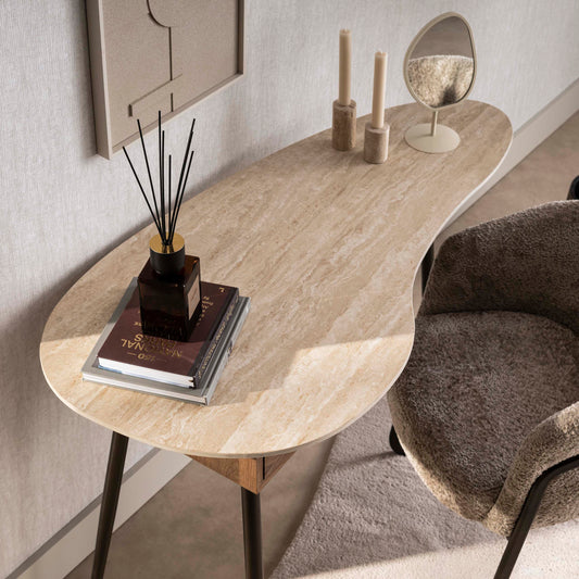 Kaptafel/bureau Travino 1 lade / Keramiek travertin