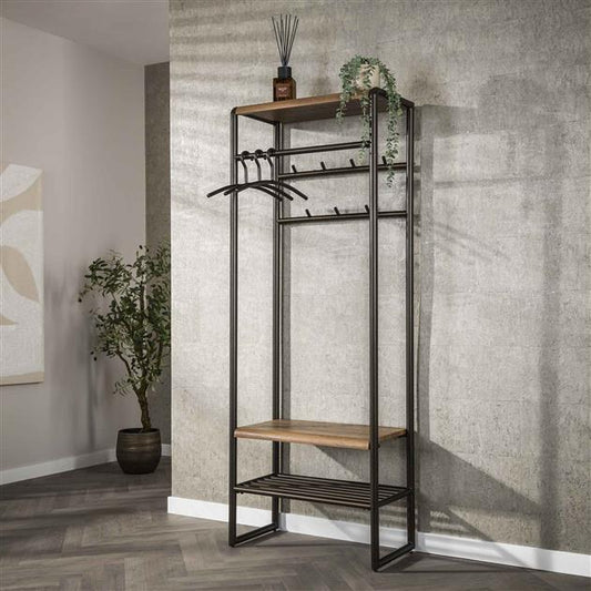 Garderobemeubel Luno roede + schoenenplank / Drift Brown Powdercoated