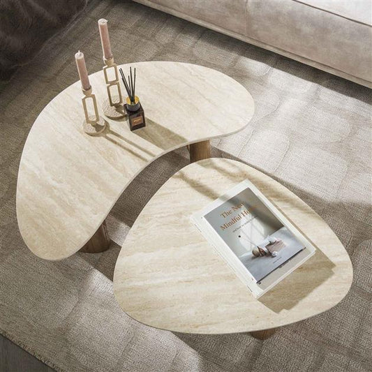 Salontafel set/2 Romano organic / Ceramic travertine