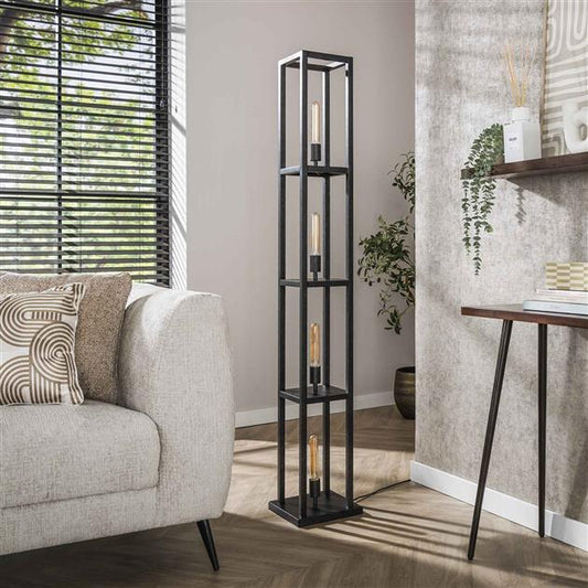 Vloerlamp Quadra 4-lichts / Artic zwart (Magazijn sale)