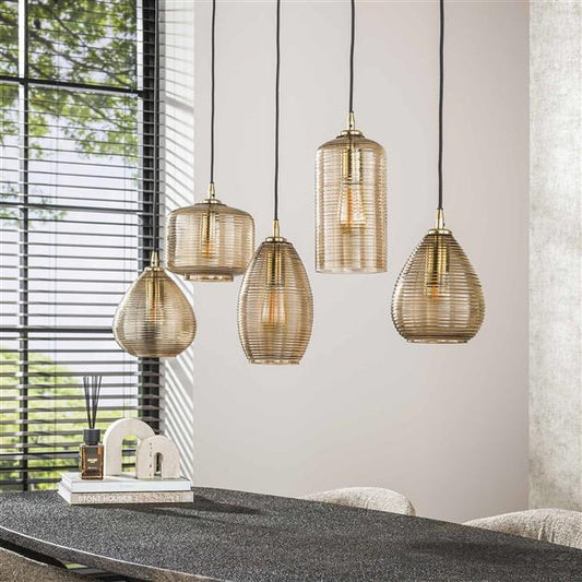 Hanglamp Stripe Glass Horizontal 5-lichts / Smoke Brown