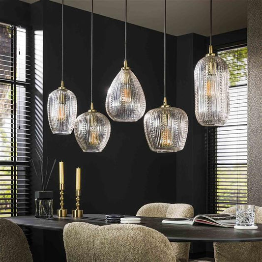 Hanglamp 5L diamond grain mix / Diamond glass