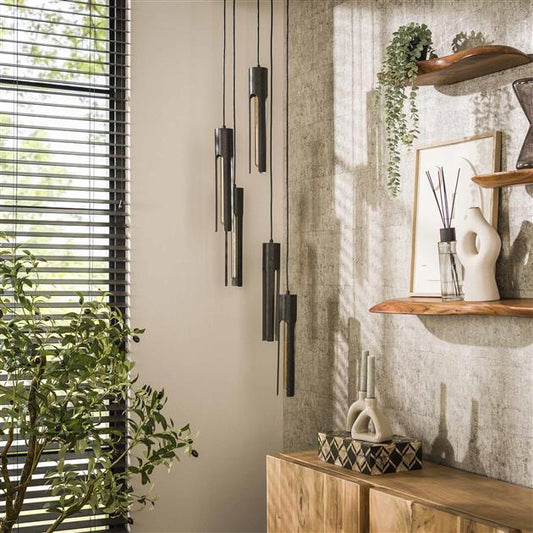 Hanglamp 5L getrapt tube / Artic zwart