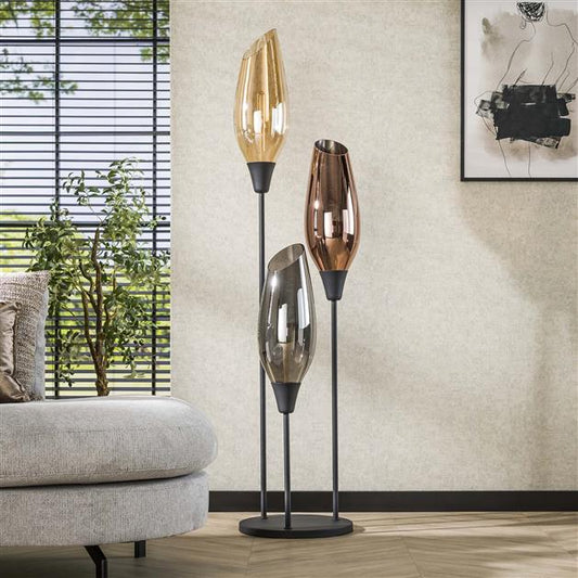 Vloerlamp cocoon XL mix glass / Zwart