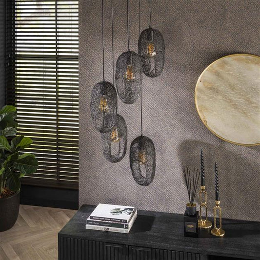 Hanglamp 5L open oog wire / Artic zwart (Magazijn sale)