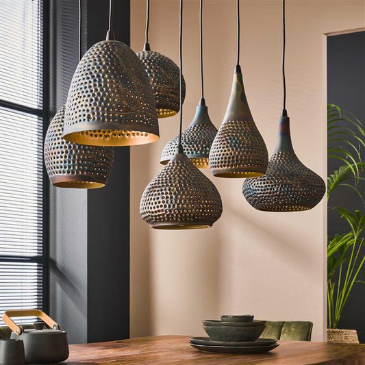 Hanglamp 4+3 punch mix / Zwart bruin