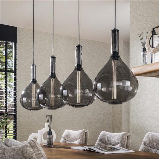 Hanglamp 4L drop smoke glass / Artic zwart
