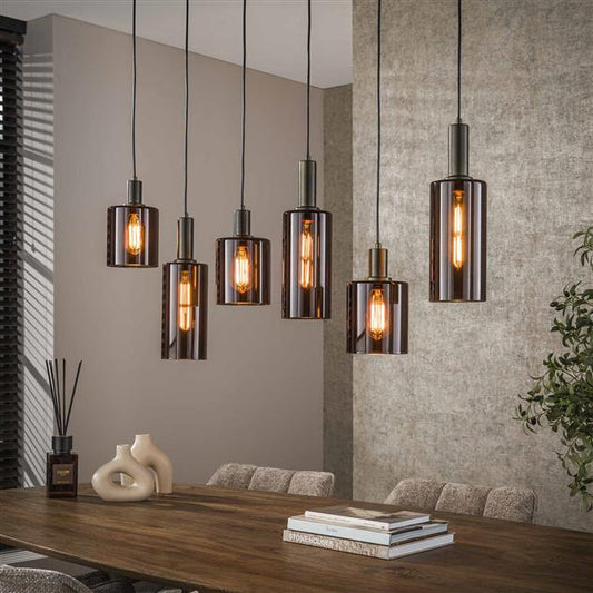 Hanglamp 6 lichts Sepiora glas / Sienna brown