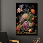 Glasschilderij  Bloemenboeket in fles 80x120 cm