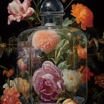 Glasschilderij  Bloemenboeket in fles 80x120 cm