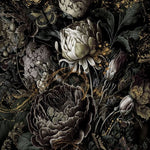 Glasschilderij  bloemen donkere tinten/gouden accenten 80x120 cm
