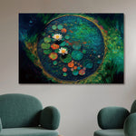 Glasschilderij waterplanten in cirkel 120x80 cm