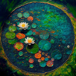 Glasschilderij waterplanten in cirkel 120x80 cm