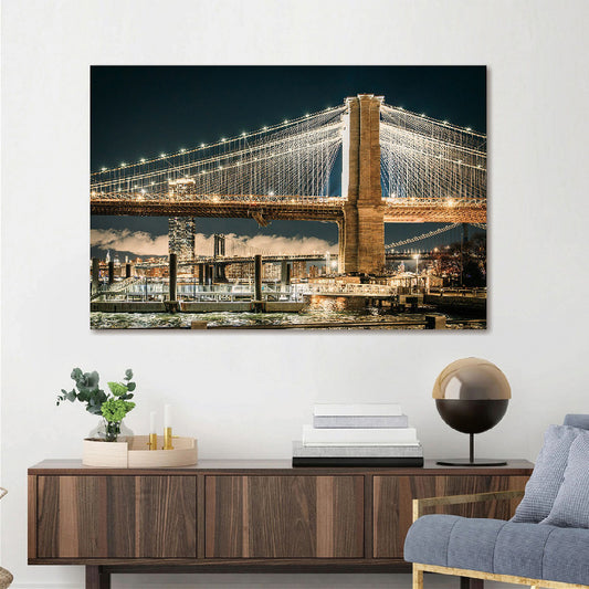 Glasschilderij Brooklyn Bridge met 3D reliëf 120x80 cm (Magazijn sale)