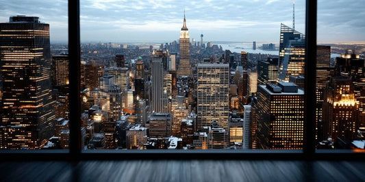 Glasschilderij grote stad Manhattan skyline 160x80 cm