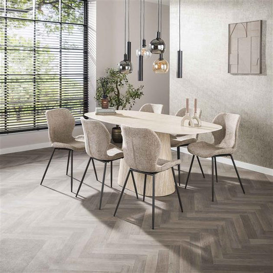 Eettafel Centro deens ovaal 180x90 cm / Keramiek travertin