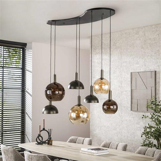 Hanglamp Cluster 4+3-lichts / Sienna bruin