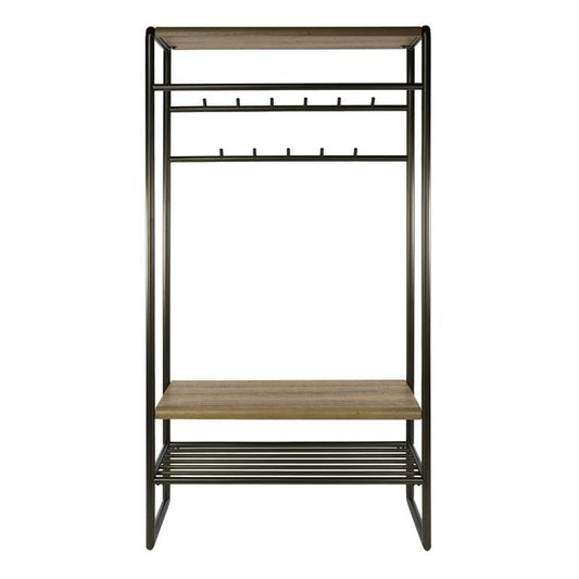 Garderobemeubel Luno XL roede + schoenen plank Drift brown Powdercoated