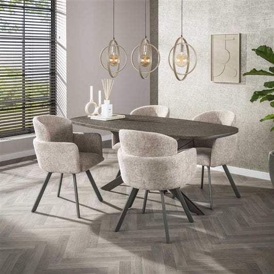 Eettafel Bronvik deens ovaal 180x90 cm / Brons liquid metal (Magazijn sale)