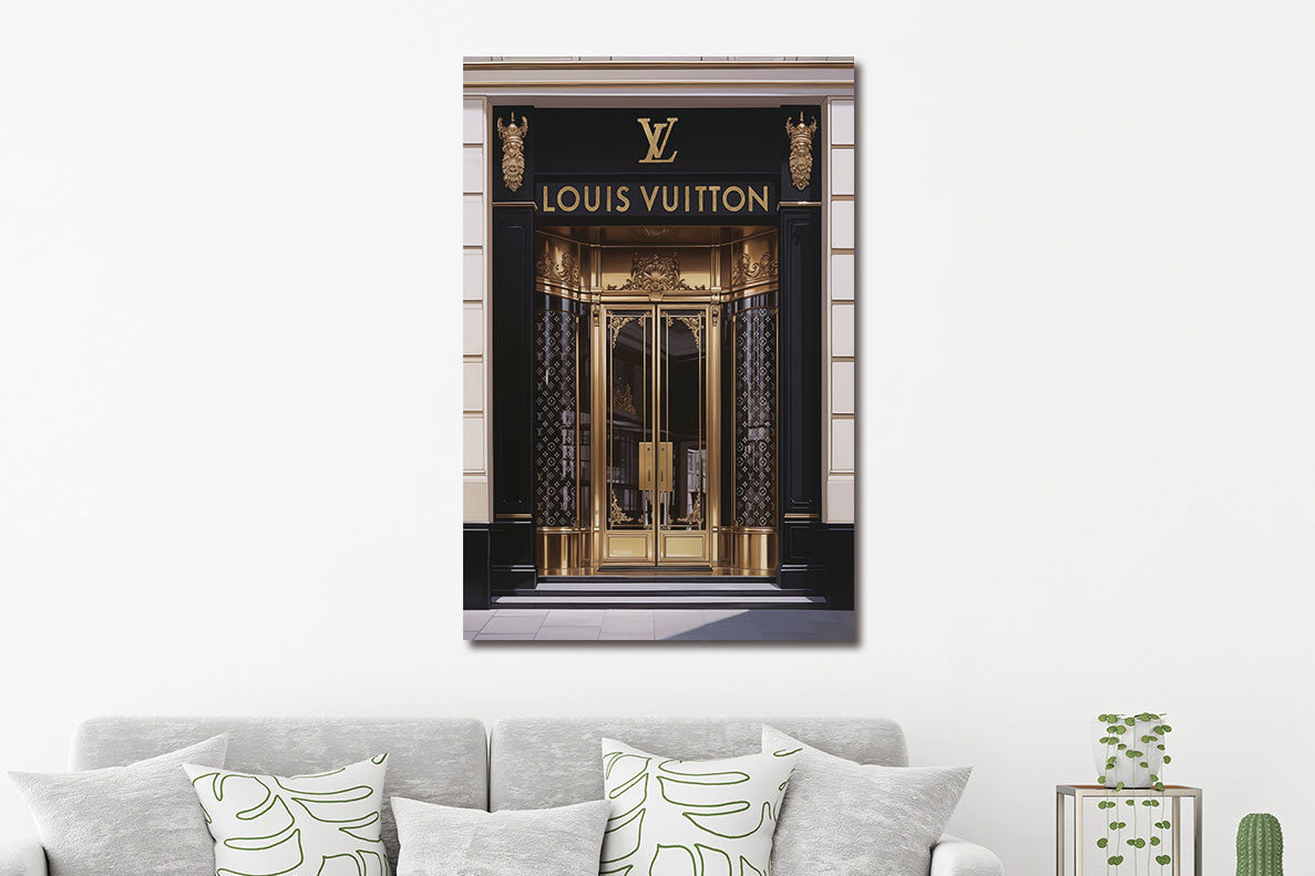 Glasschilderij 80x120cm Gouden Winkeldeur