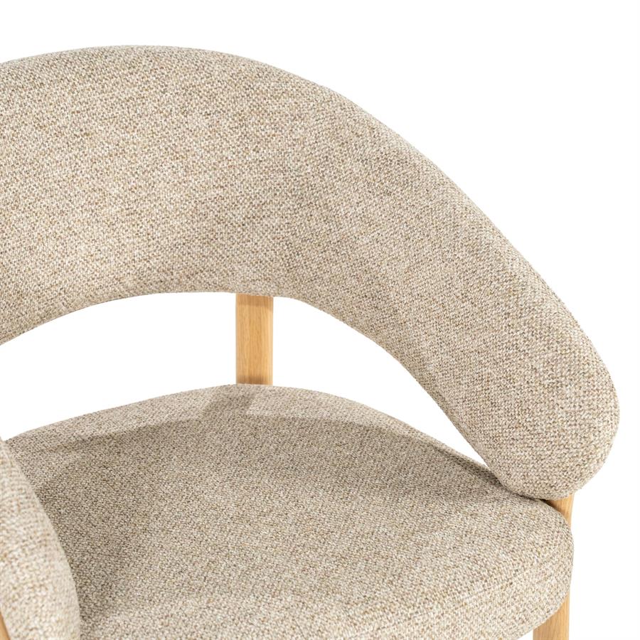 Eetkamerstoel Sedia By-Boo met armleuning - Naturel stof