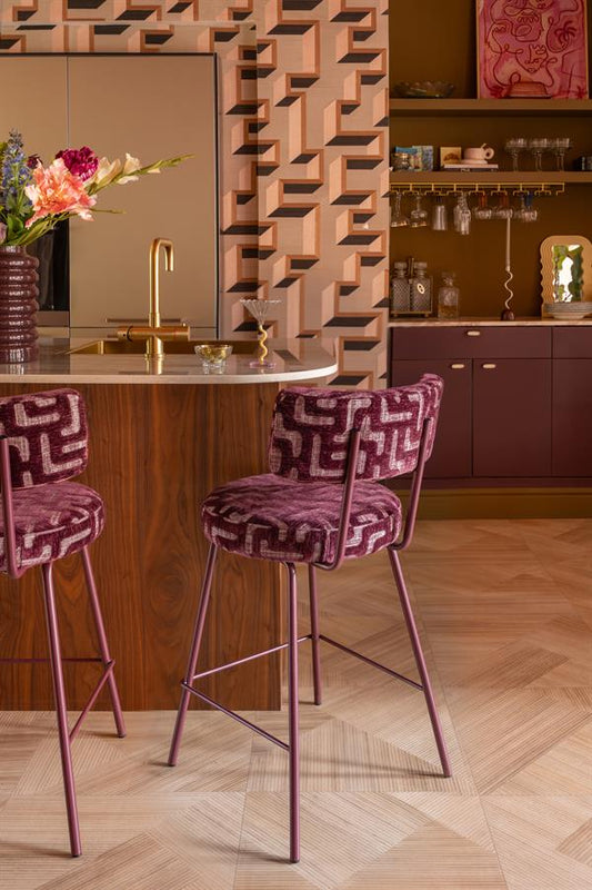 The Home Style Club x By-Boo Barstoel Belle Vie Burgundy