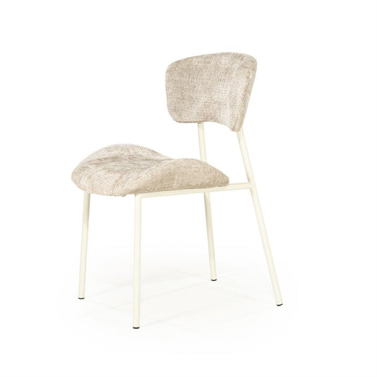 Eetkamerstoel Dare By-Boo zonder armleuning - Stof drift taupe + taupe poten