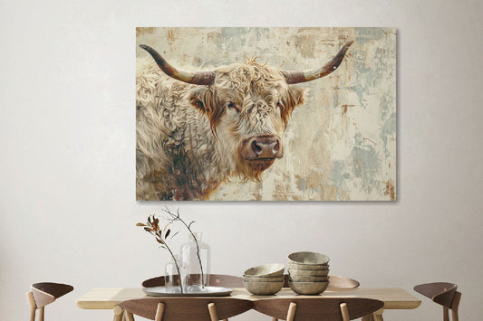 Glasschilderij Artistieke hooglander 120x80cm van Ter Halle, foto 2