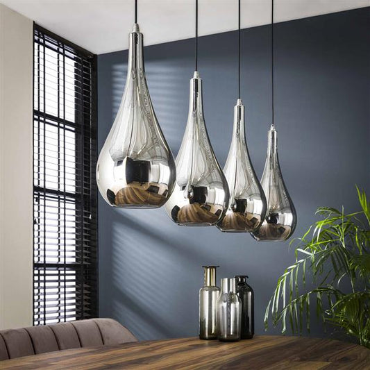 Hanglamp silver drop glass