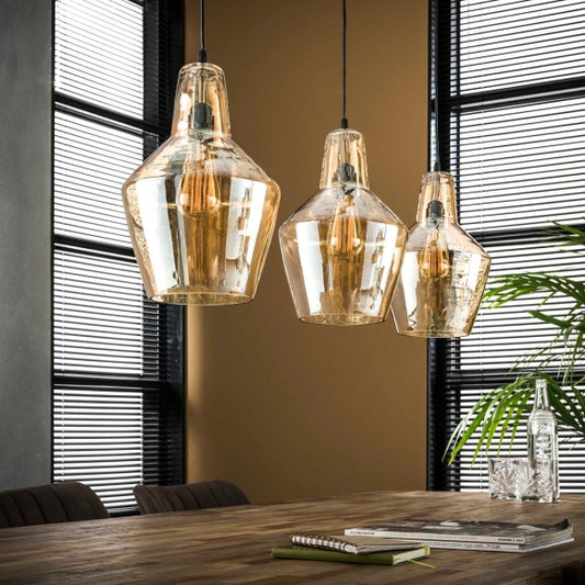 Hanglamp 3L amber glas kegel (Magazijn sale)