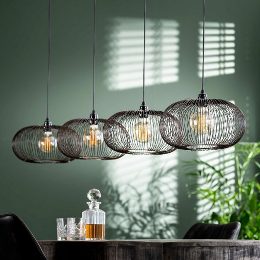 Hanglamp 4x Ø35 disk wire copper twist