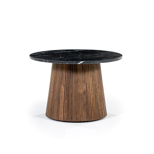 Eleonora Bijzettafel Maxim rond mango/marmer- 60x40 cm