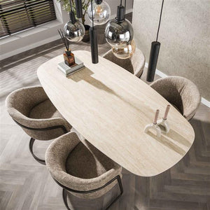 Eettafel Centro deens ovaal 180x90 cm / Keramiek travertin