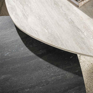 Salontafel Twin log set van 2 stuks / Ceramic 3D Travertine Multi Colour